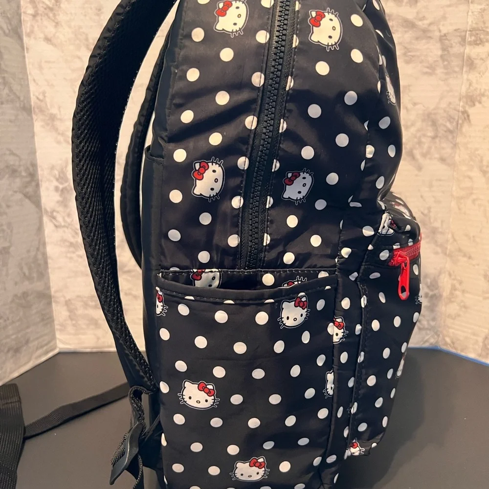 Hello Kitty Bioworld Backpack Back to School Collegiate‎ Polka Dots Black/White